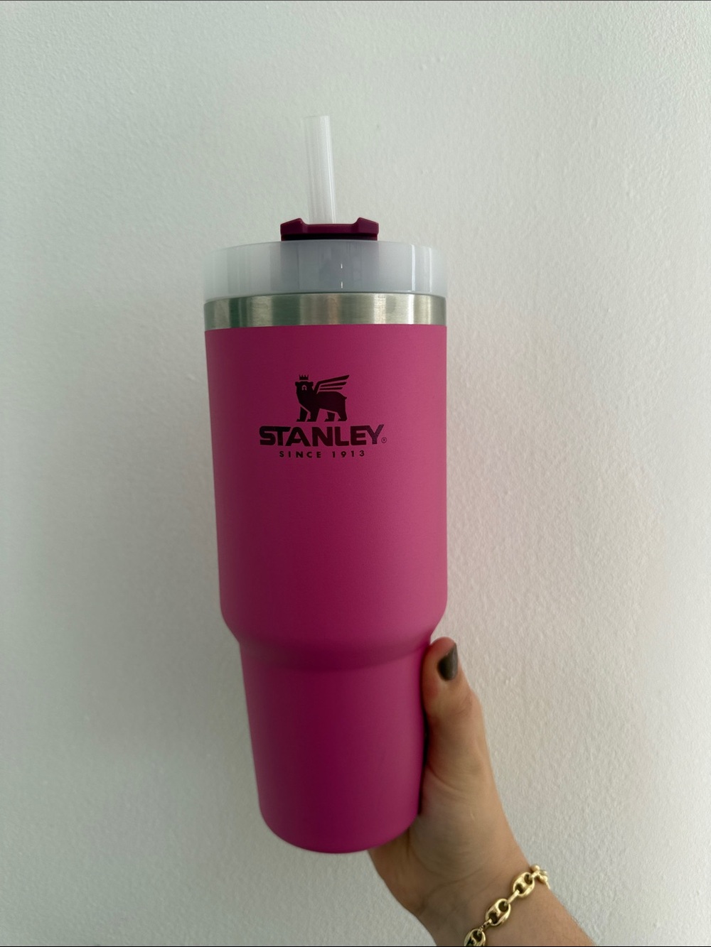 Stanley Magenta Stainless Steel Insulated Tumbler with Straw Lid 30oz